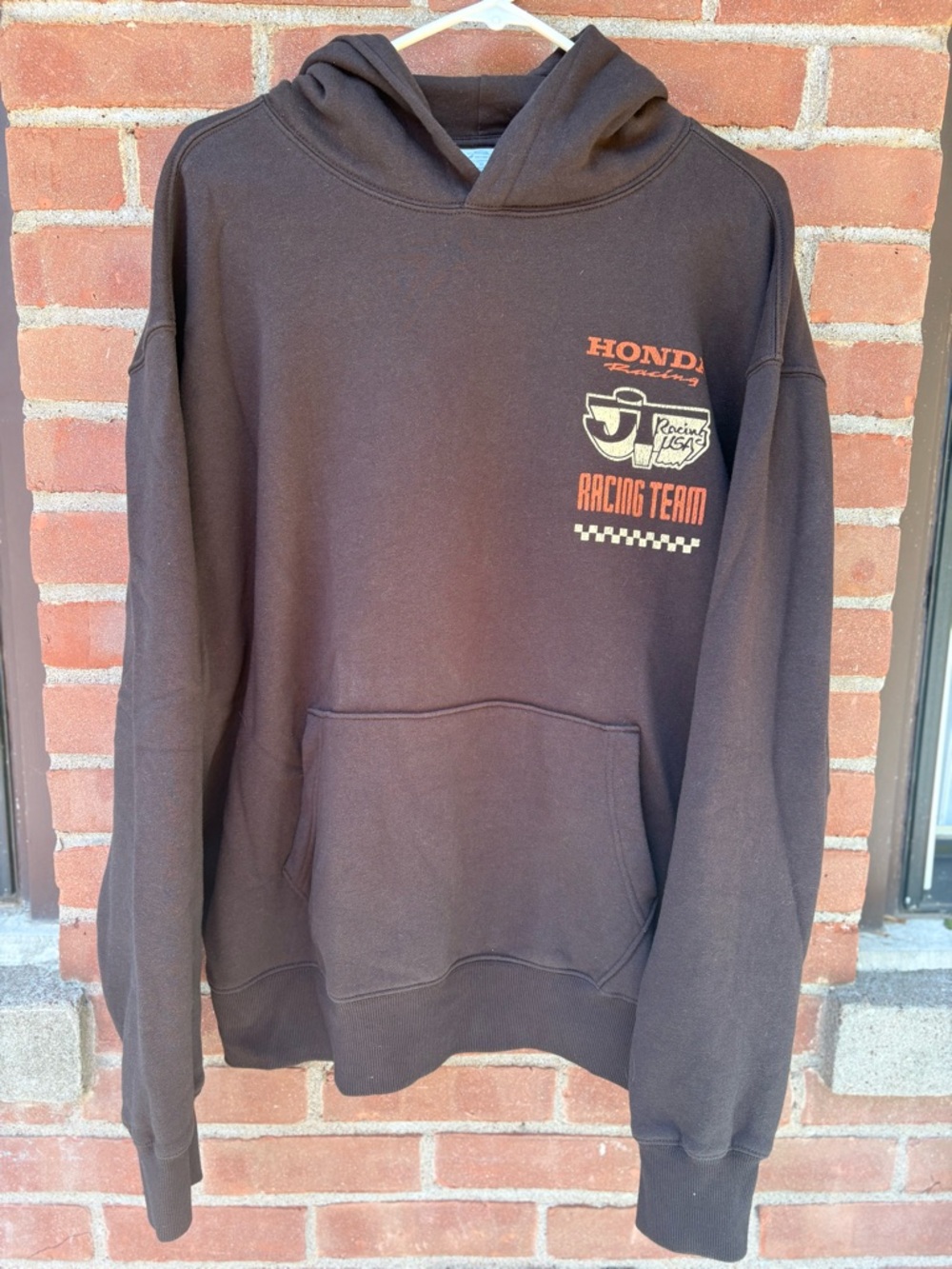 Honda JT Racing Brown Fleece Pullover Hoodie Sweatshirt Mens Size XL